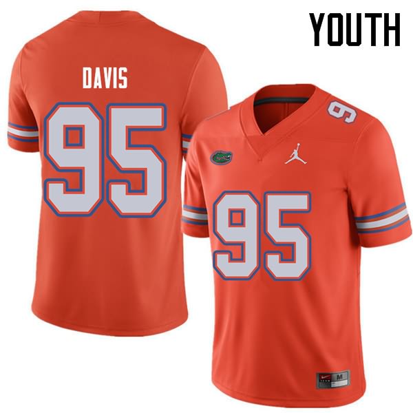 NCAA Florida Gators Keivonnis Davis Youth #95 Jordan Brand Orange Stitched Authentic College Football Jersey OHJ3764LA
